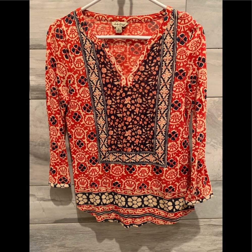 Lucky Brand 3/4 sleeve boho blouse